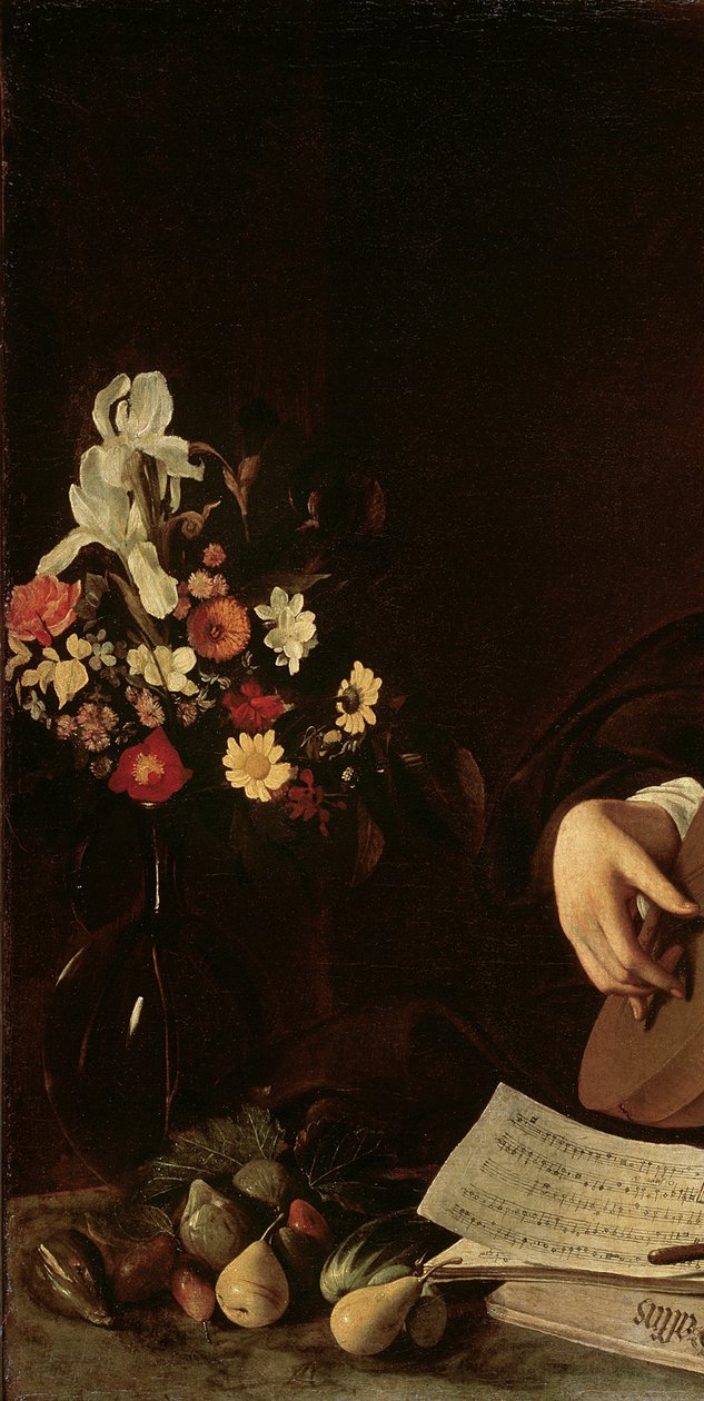 Luutusoitin, n. 1595 (2639693:n yksityiskohta) tekijältä Michelangelo Merisi Caravaggio