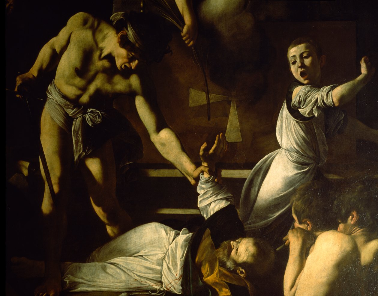 Pyhän Matteuksen marttyyrikuolema, yksityiskohta, 1599-1600. tekijältä Michelangelo Merisi Caravaggio