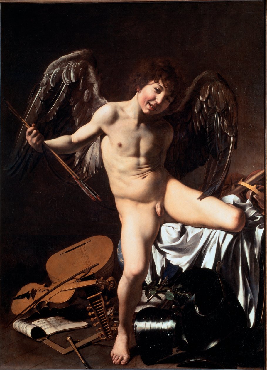 Amor vincit omnia (kutsutaan Voittaja Cupidoksi tai Rakkaus Voittaja tai Maallinen rakkaus) (maalaus tekijältä Michelangelo Merisi da Caravaggio