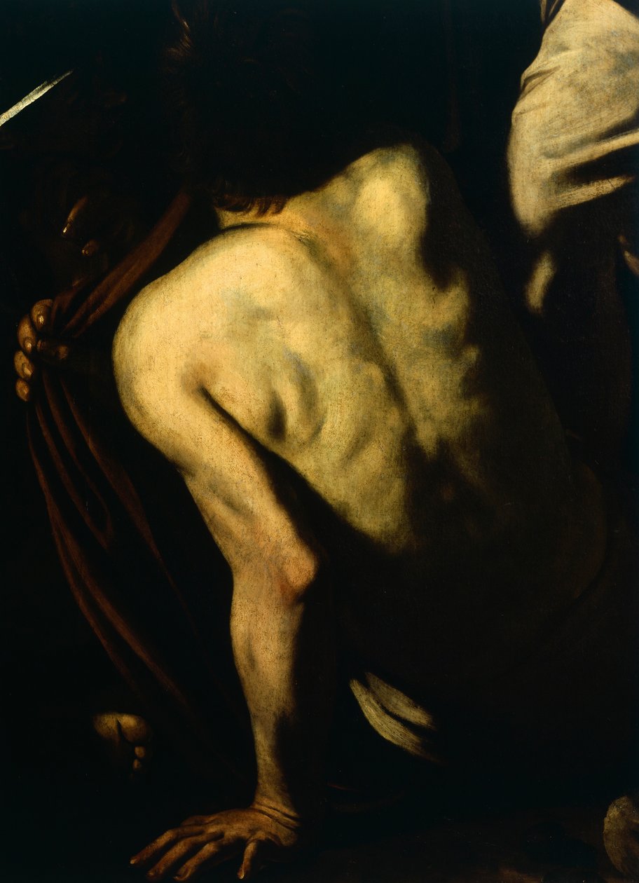 Alaston pukeutuminen, yksityiskohta Our Lady of Mercy tai Seven Acts of Mercy, n. 1606-07 (öljy kankaalle) tekijältä Michelangelo Merisi da Caravaggio