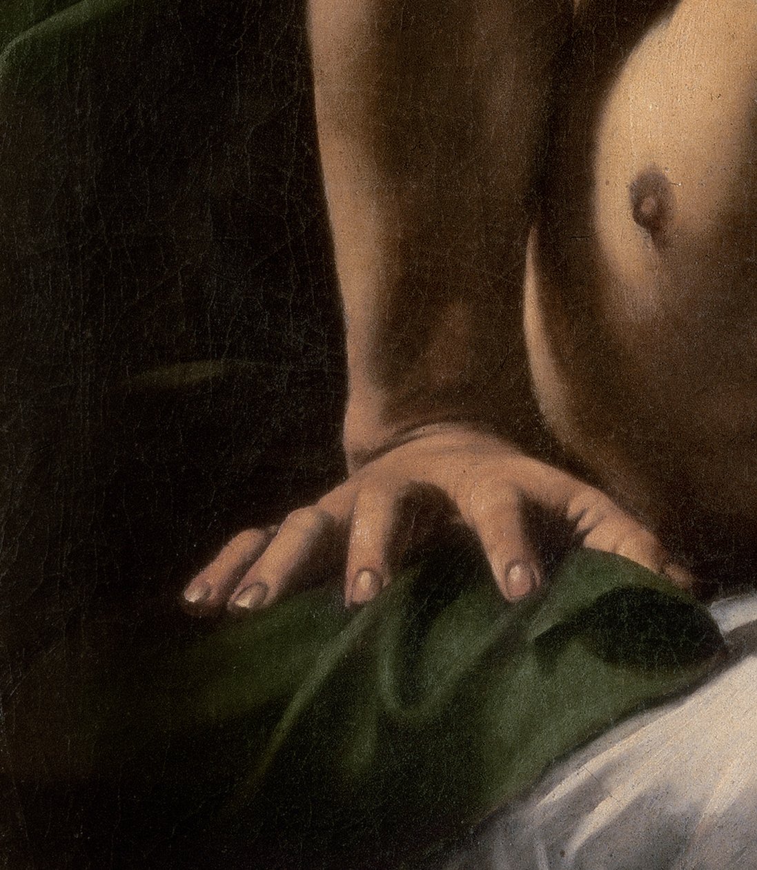 Yksityiskohta kenraalin kädestä Judith ja Holofernes, 1599 tekijältä Michelangelo Merisi da Caravaggio