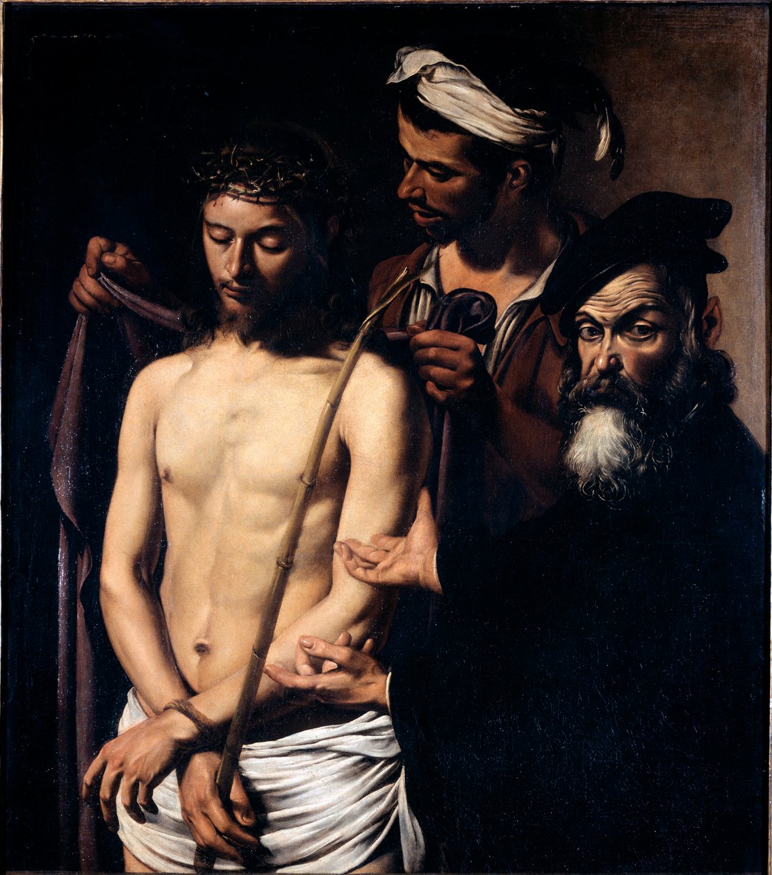 Ecce homo Michelangelo Merisin maalaus, joka tunnetaan nimellä Caravaggio (Caravaggio tekijältä Michelangelo Merisi da Caravaggio