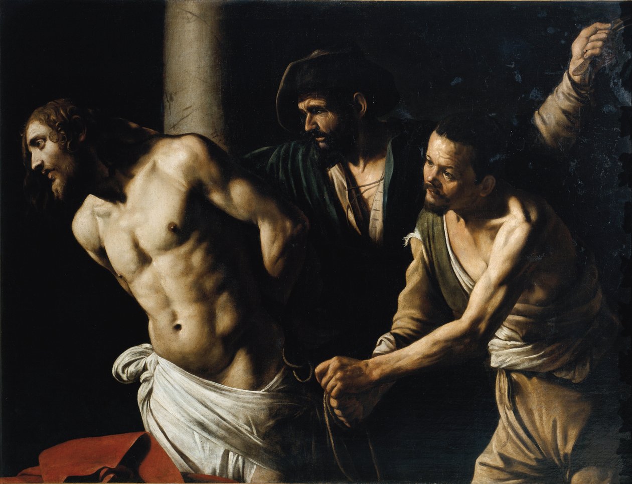Kristuksen liputus tai ruoskiminen pilarissa (öljy kankaalle tekijältä Michelangelo Merisi da Caravaggio
