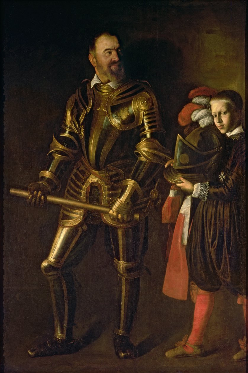 Alof de Wignacourtin, Maltan ritarikunnan suurmestarin 1601-22 (1547-1622) muotokuva sivuineen, n. 1608 (öljy kankaalle) tekijältä Michelangelo Merisi da Caravaggio