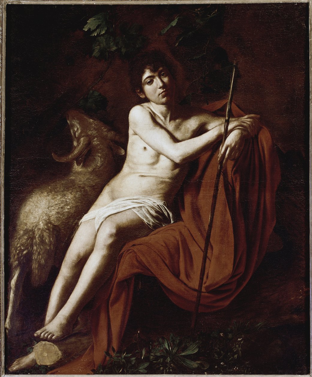 Pyhä Johannes Kastaja (St John Baptist) Michelangelo Merisin maalaus dit Caravaggio ou il Caravaggio (1571-1610) 1609-1610 Koko 1,59x1,24 m Rome Galleria Borghese tekijältä Michelangelo Merisi da Caravaggio