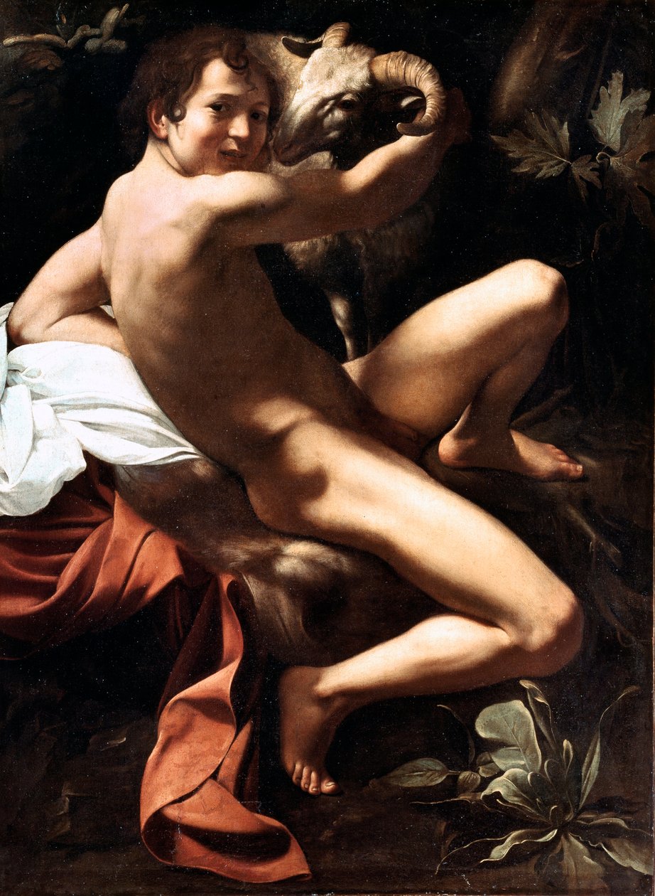 Pyhä Johannes Kastaja autiomaassa Michelangelo Merisin maalaus Caravaggio tai il Caravaggio (1571-1610) 1609 Sun. 159x124 cm Rooma, Galleria Borghese tekijältä Michelangelo Merisi da Caravaggio