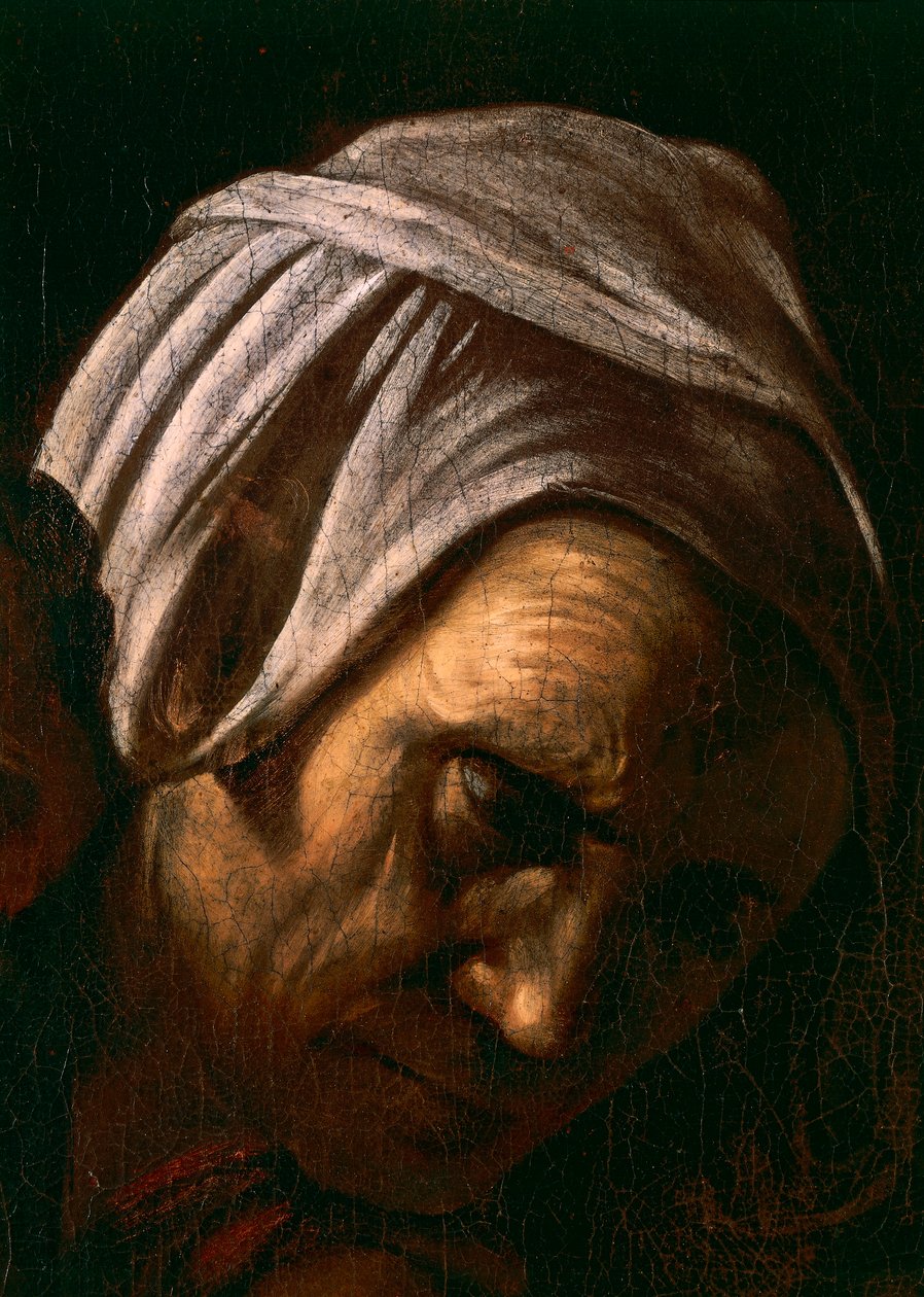 Salome vastaanottaa Pyhän Johannes Kastajan pään, yksityiskohta 1607-10 (öljy & tempera kankaalle) tekijältä Michelangelo Merisi da Caravaggio