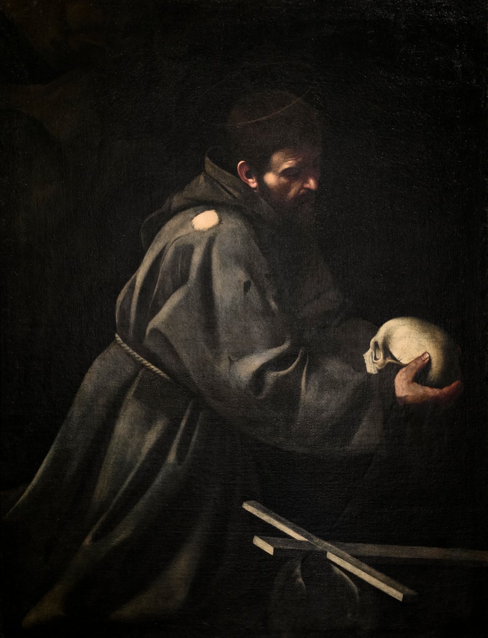 Pyhä Franciscus meditaatiossa, n. 1606 (öljy kankaalle) tekijältä Michelangelo Merisi da Caravaggio