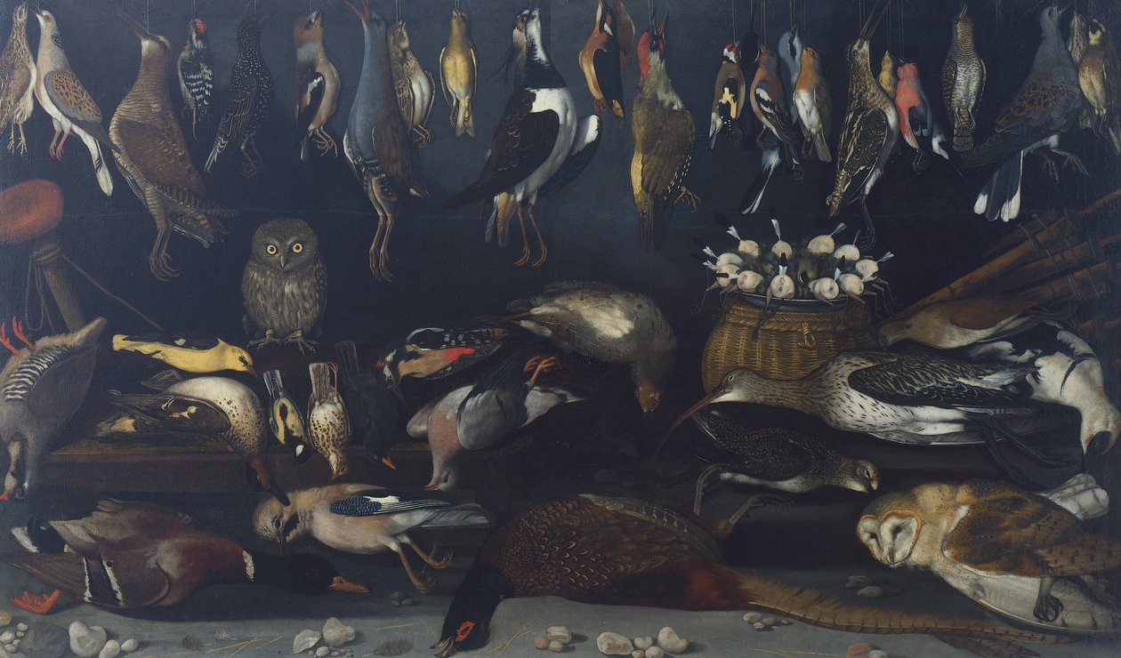 Asetelma lintujen kanssa, Master of the Hartford Still-life (öljy kankaalle) tekijältä Michelangelo Merisi da Caravaggio
