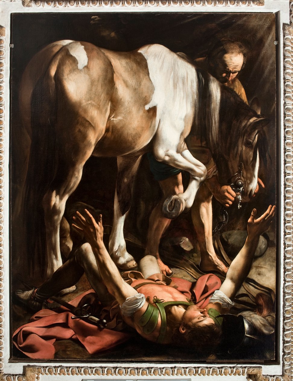 Pyhän Paavalin kääntymys, noin 1601 (öljy kankaalle). tekijältä Michelangelo Merisi da Caravaggio