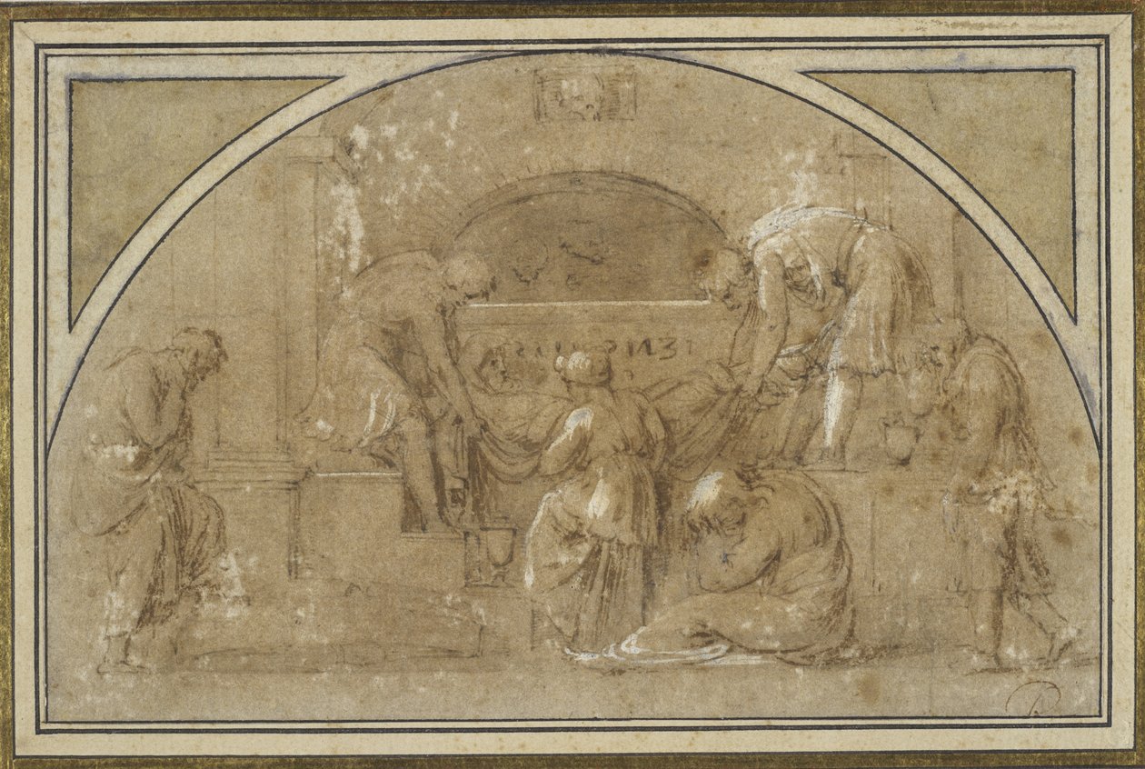 The Tombment (muste & pesu, guassi paperille) tekijältä Michelangelo Merisi da Caravaggio