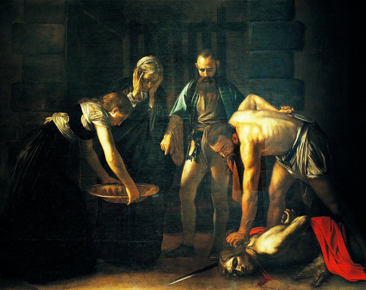 Pyhän Johannes Kastajan pään mestaus tekijältä Michelangelo Merisi da Caravaggio