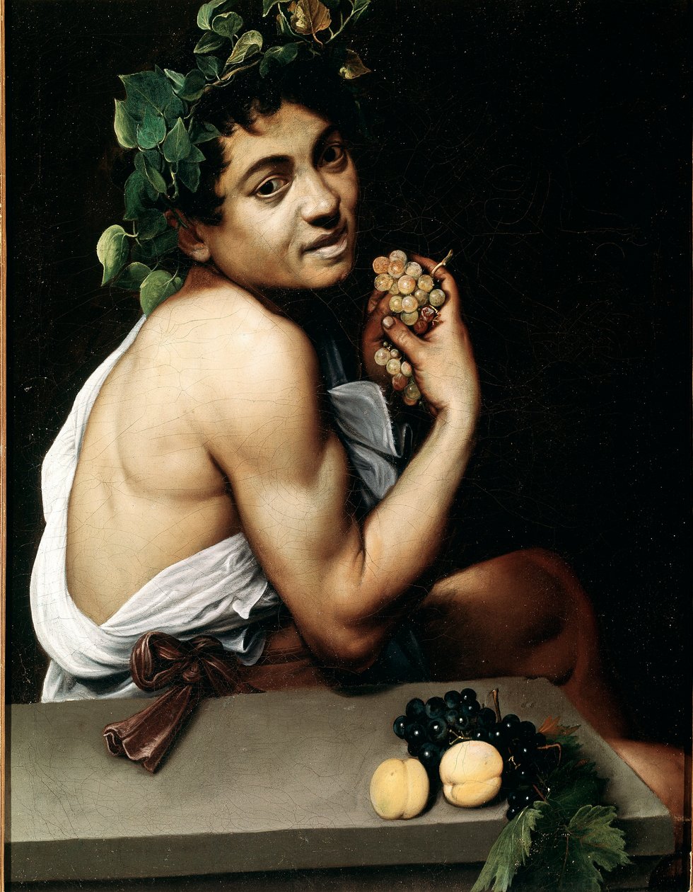 Nuori Bacchus (Bacchino) sairas maalaus Michelangelo Merisi tunnetaan nimellä Caravaggio (The Caravaggio tekijältä Michelangelo Merisi da Caravaggio