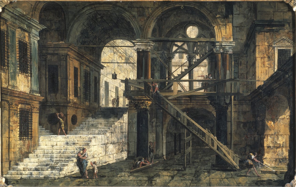 Portaikko renessanssitalossa, n. 1741-42 tekijältä Michele Marieschi