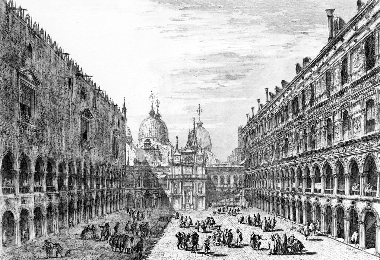 Näkymä San Marcoon, Venetsiaan Palazzo Ducalen pihalta, 1741 tekijältä Michele Marieschi