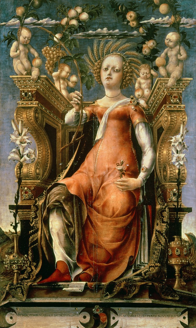 Muse Thalia (Ceres Enthroned) (öljy, tempera, puu) tekijältä Michele Pannonio