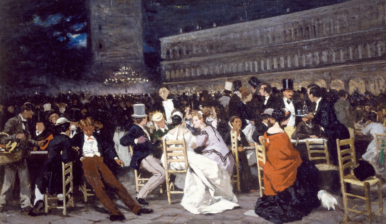 Kahvila Piazza San Marcolla, kirjoittanut Michele Cammarano tekijältä Michele Cammarano