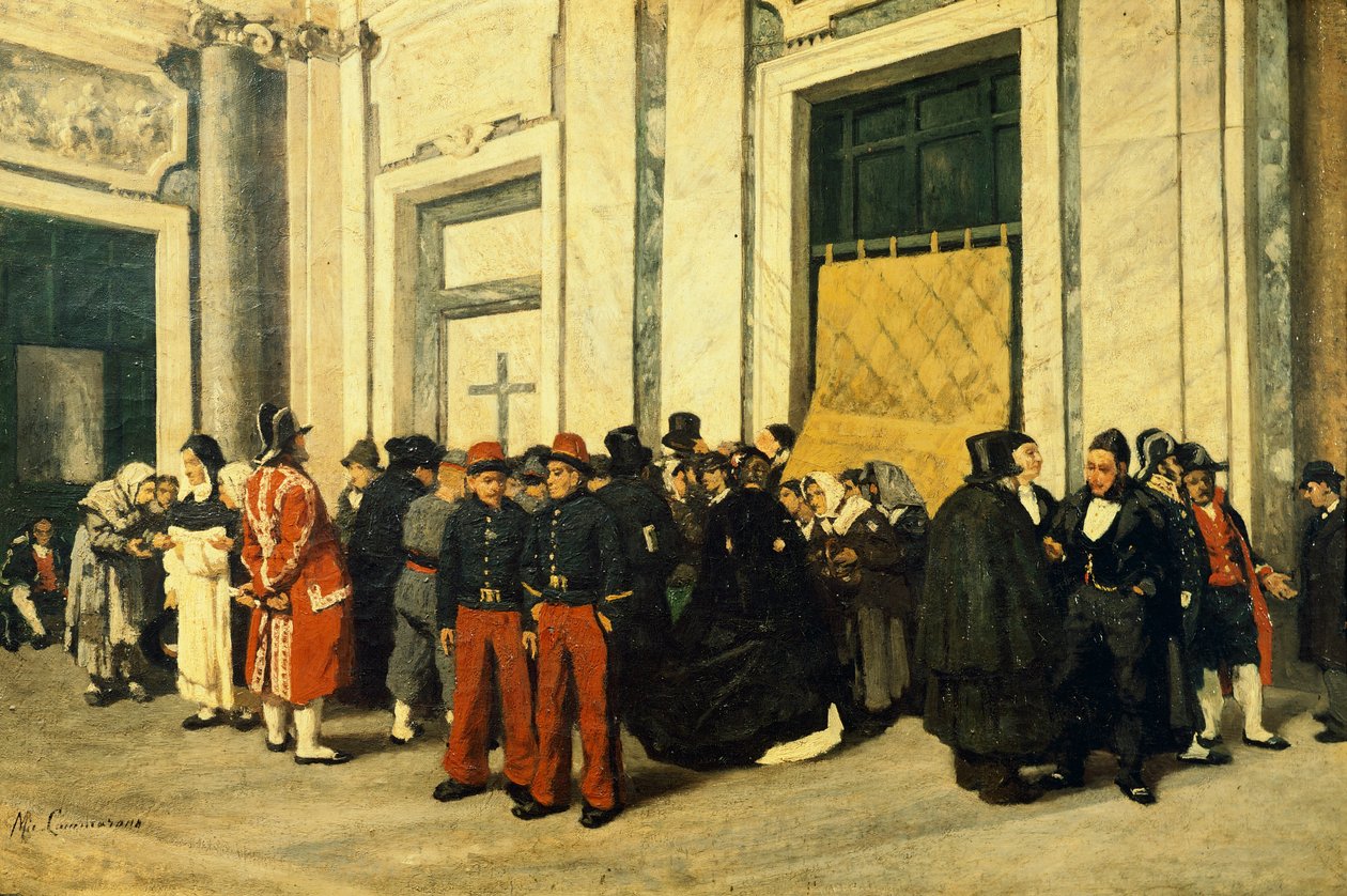 Santa Maria Maggioren sisääntulo, noin 1865, kirjoittanut Michele Cammarano (1835-1920), Italia, Öljy kankaalle. tekijältä Michele Cammarano