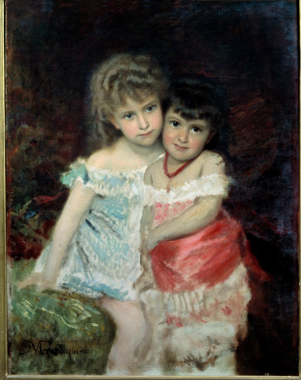 Muotokuva Blanchesta ja Ameliesta Michel Gordigianin (1830-1909) maalaus 1877 Firenze, Modernin taiteen museo tekijältä Michele Giordigiani