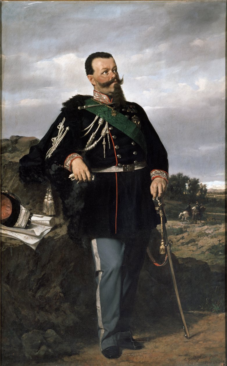 Muotokuva Victor Emmanuel II:sta, Italian ensimmäisestä kuninkaasta (öljy kankaalle) tekijältä Michele Gordigiani