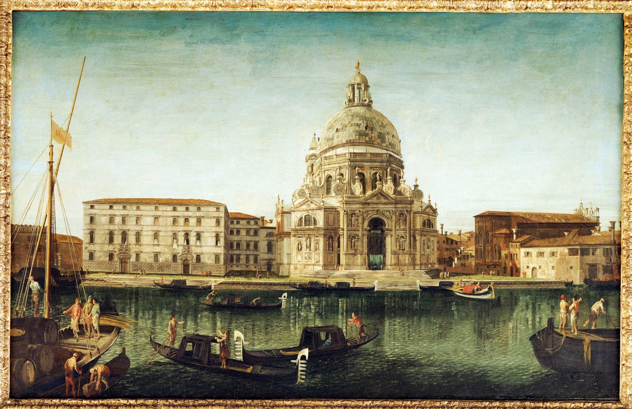 Santa Maria della Salute, Venetsia gondolien kanssa Grand Canalilla tekijältä Michele Marieschi