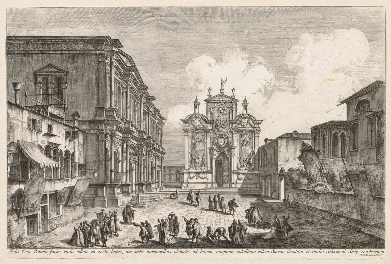 Näkymät Venetsiaan: Campo S. Rocco, 1741. tekijältä Michele Marieschi