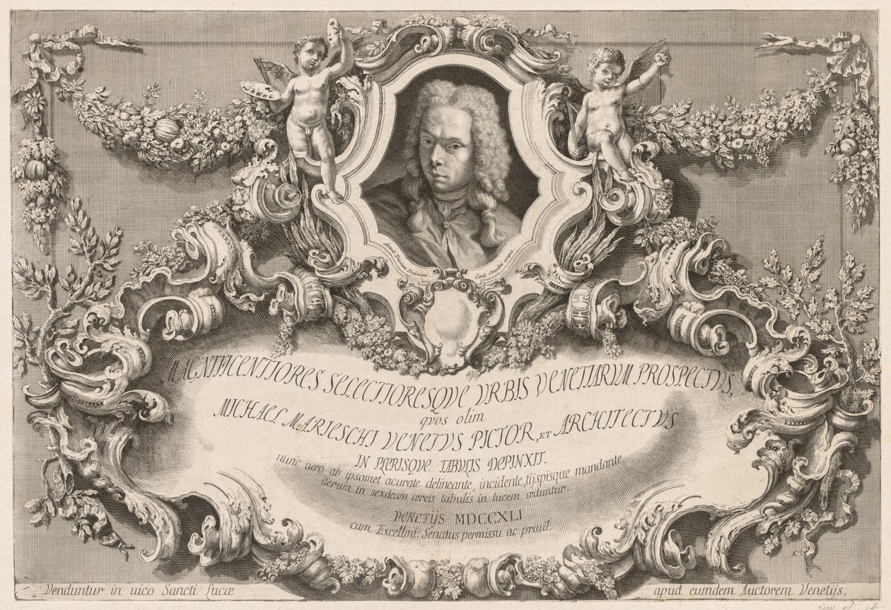 Näkymät Venetsiaan: Frontispiece - otsikkosivu, 1741. tekijältä Michele Marieschi