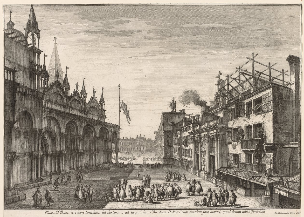 Näkymät Venetsiaan: Piazzetta S. Basso, 1741. tekijältä Michele Marieschi