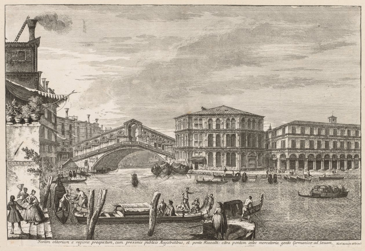 Näkymät Venetsiaan: Rialton silta ja markkinat, 1741. tekijältä Michele Marieschi