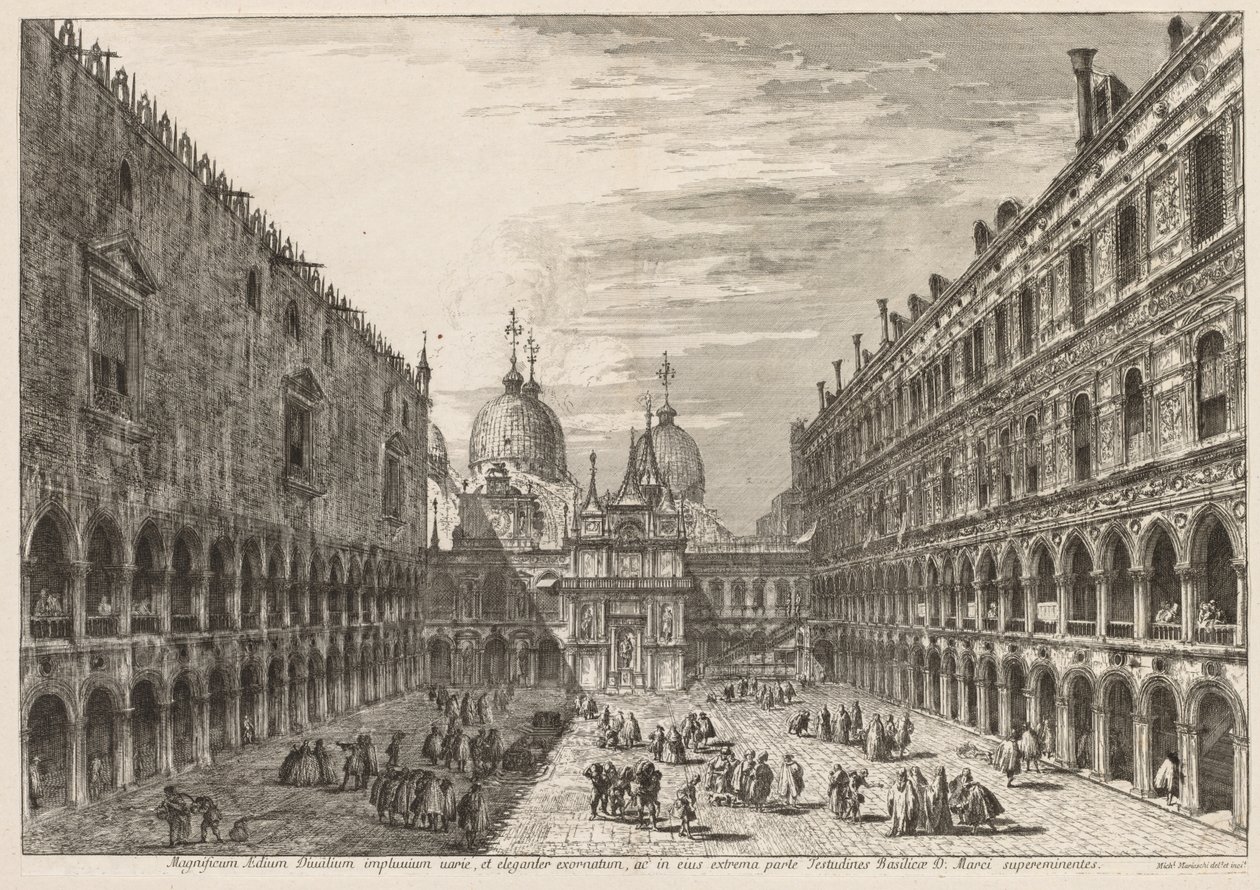 Näkymät Venetsiaan: Herttuapalatsin piha, 1741. tekijältä Michele Marieschi