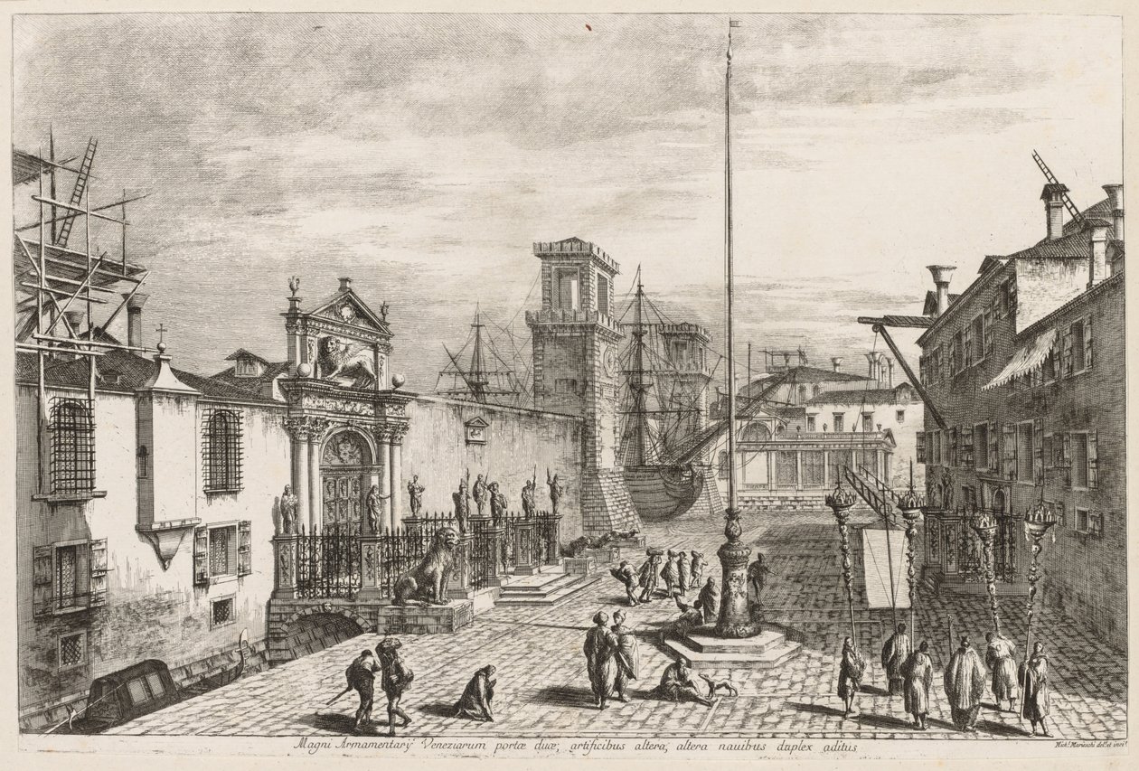 Näkymät Venetsiaan: Arsenaalin portit, 1741. tekijältä Michele Marieschi