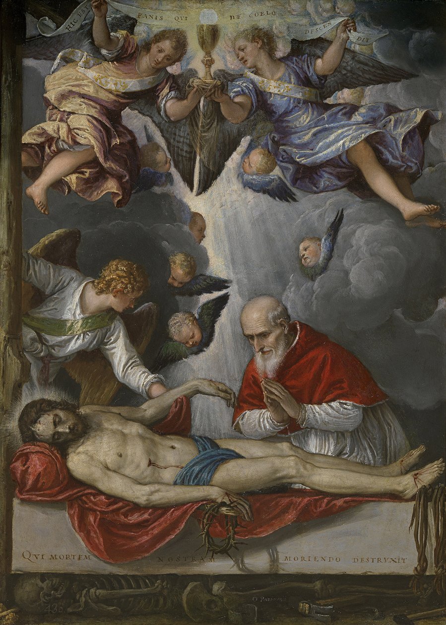 Kuollut Kristus, paavi Pius V:n palvoma, noin 1571-1572 tekijältä Micheli Parrasio