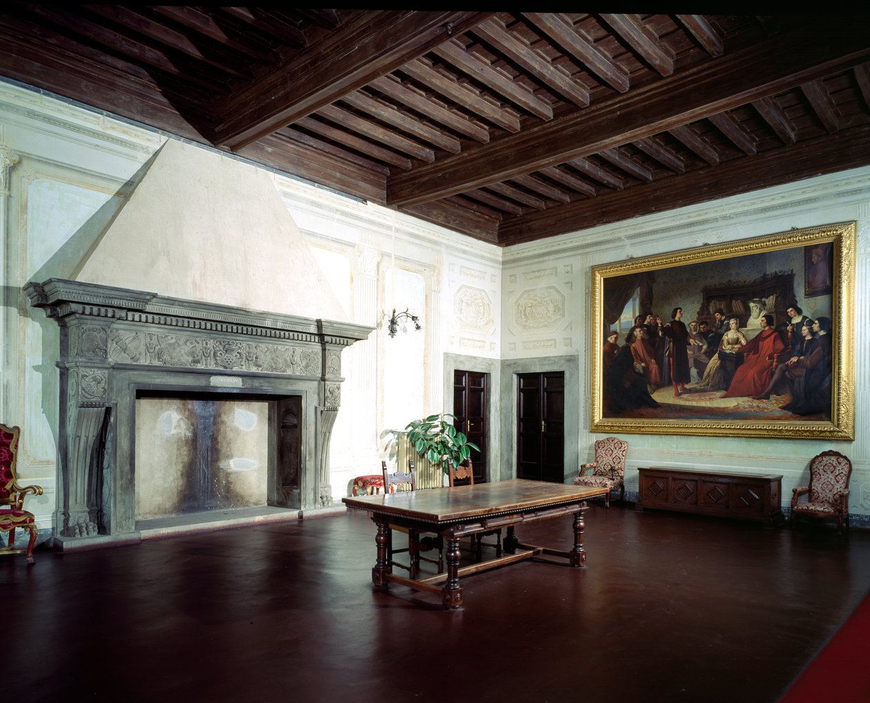 Sisustus 1500-luvun takka, Villa Medicea di Careggi tekijältä Michelozzo di Bartolommeo