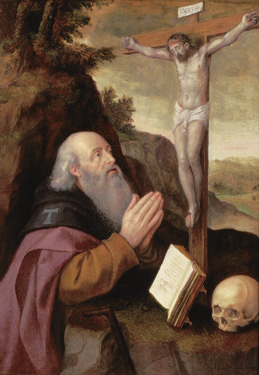St. Anthony Abbot (paneeli) tekijältä Michiel I Coxie or Coxcie