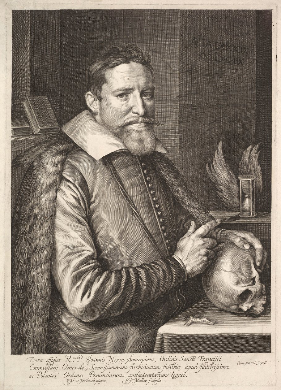 Fransiskaaniveljien ritarikunnan kenraalin, Trierin suurlähettilään Johannes Neyenin muotokuva, pub. 1608 tekijältä Michiel Jansz. van after Mierevelt