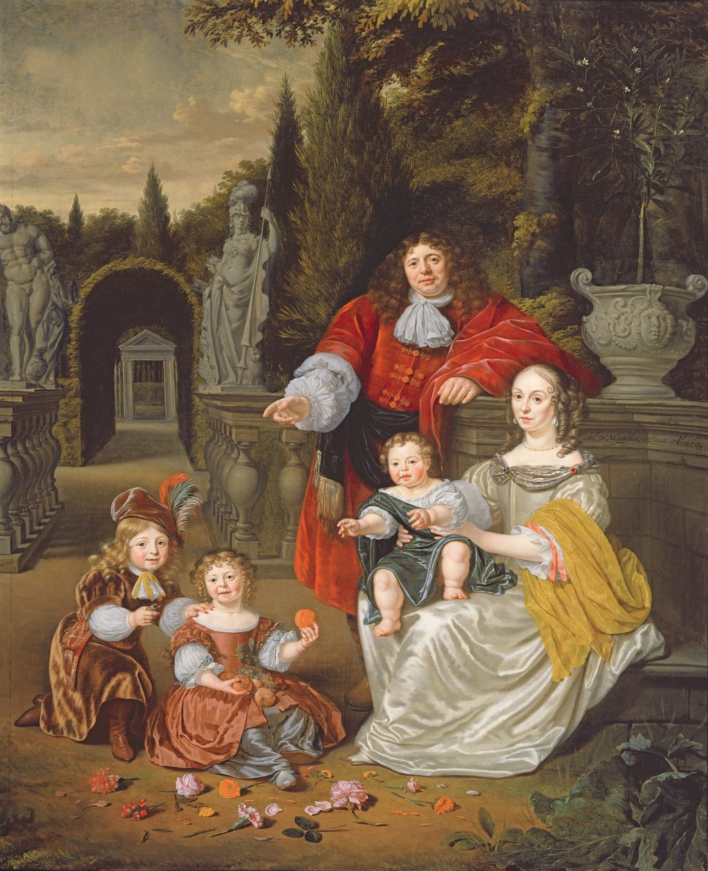 Perheryhmä terassilla, 1670 tekijältä Michiel van Musscher