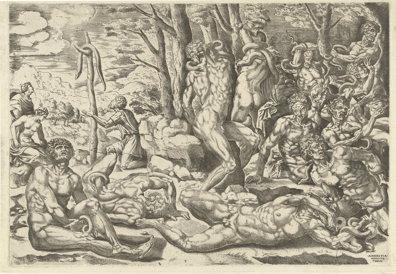 Rohkean käärmeen palvonta tekijältä Michiel Coxie (I) (attributed to)