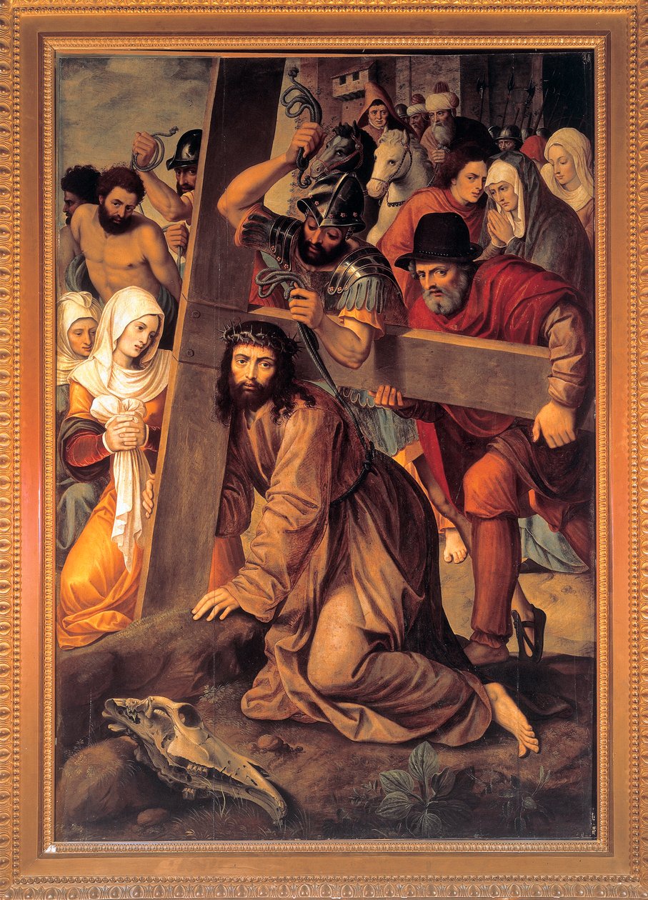 ""Christ portant sa croix" (Kristus kantaa ristiä) Peinture de Michiel Coxcie (Coxie) (1499-1592) tekijältä Michiel I Coxie or Coxcie