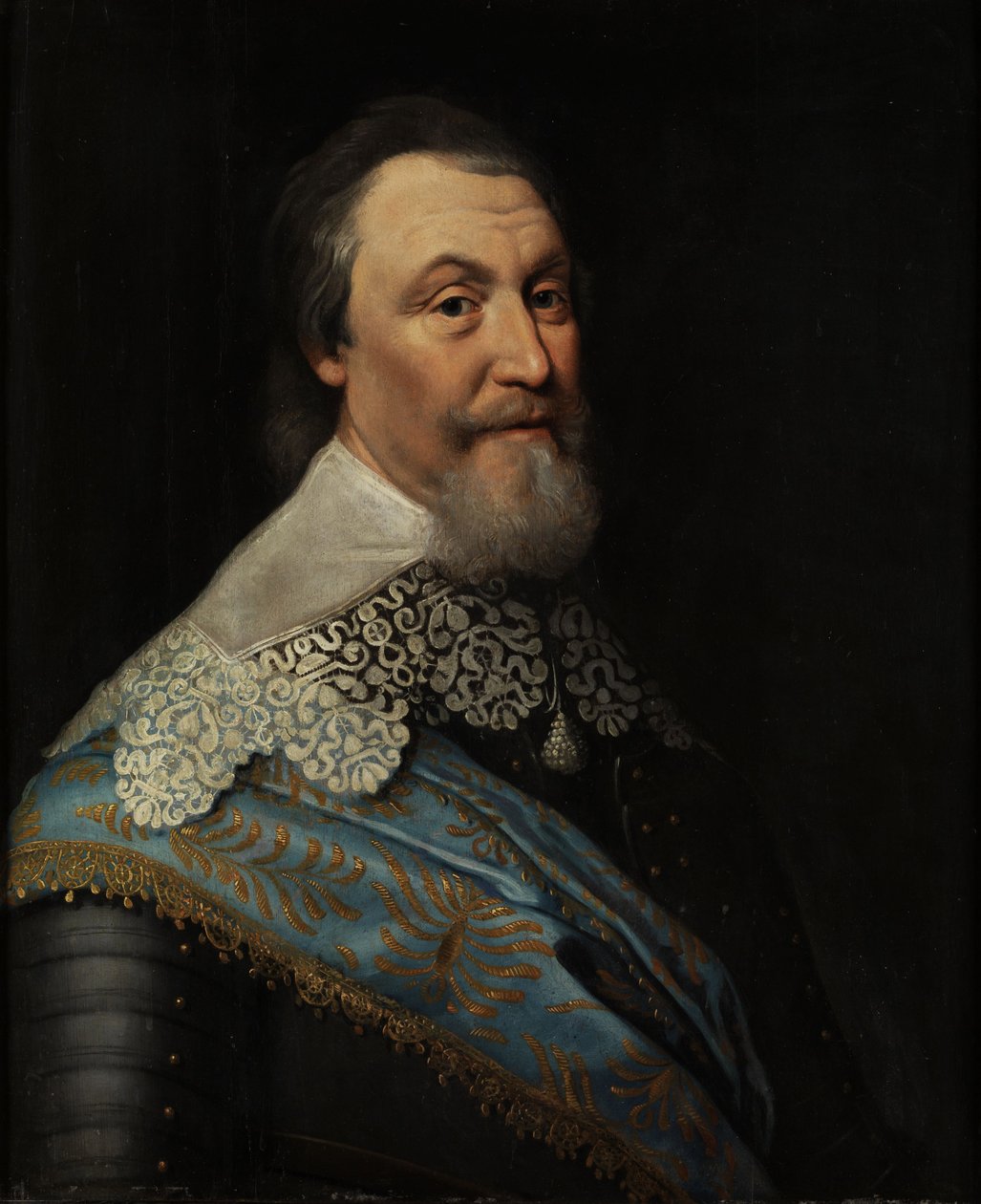 Muotokuva kreivi Axel Oxenstiernasta (Oxenstjerna) (1583-1654), Mierevelt, Michiel Jansz. of, Workshop of. Öljy puulle. Mitat: 70x60 cm. Tukholman kansallismuseo tekijältä Michiel Jansz. van Miereveld