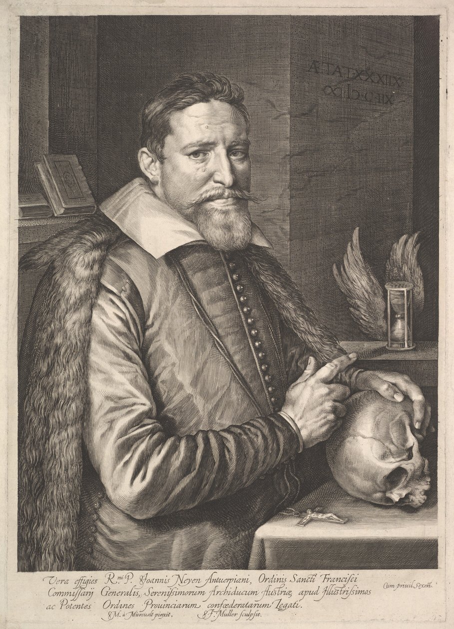 Joannes Neyenin muotokuva, Fransiskaaniveljien ritarikunnan kenraali, suurlähettiläs Trierissä, 1608. tekijältä Michiel Jansz van Miereveld
