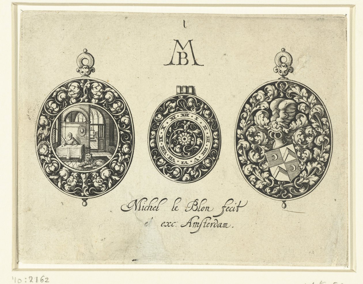 Kaksi kellokoteloa ja kellotaulu, n. 1620-26 tekijältä Michiel Le Blon