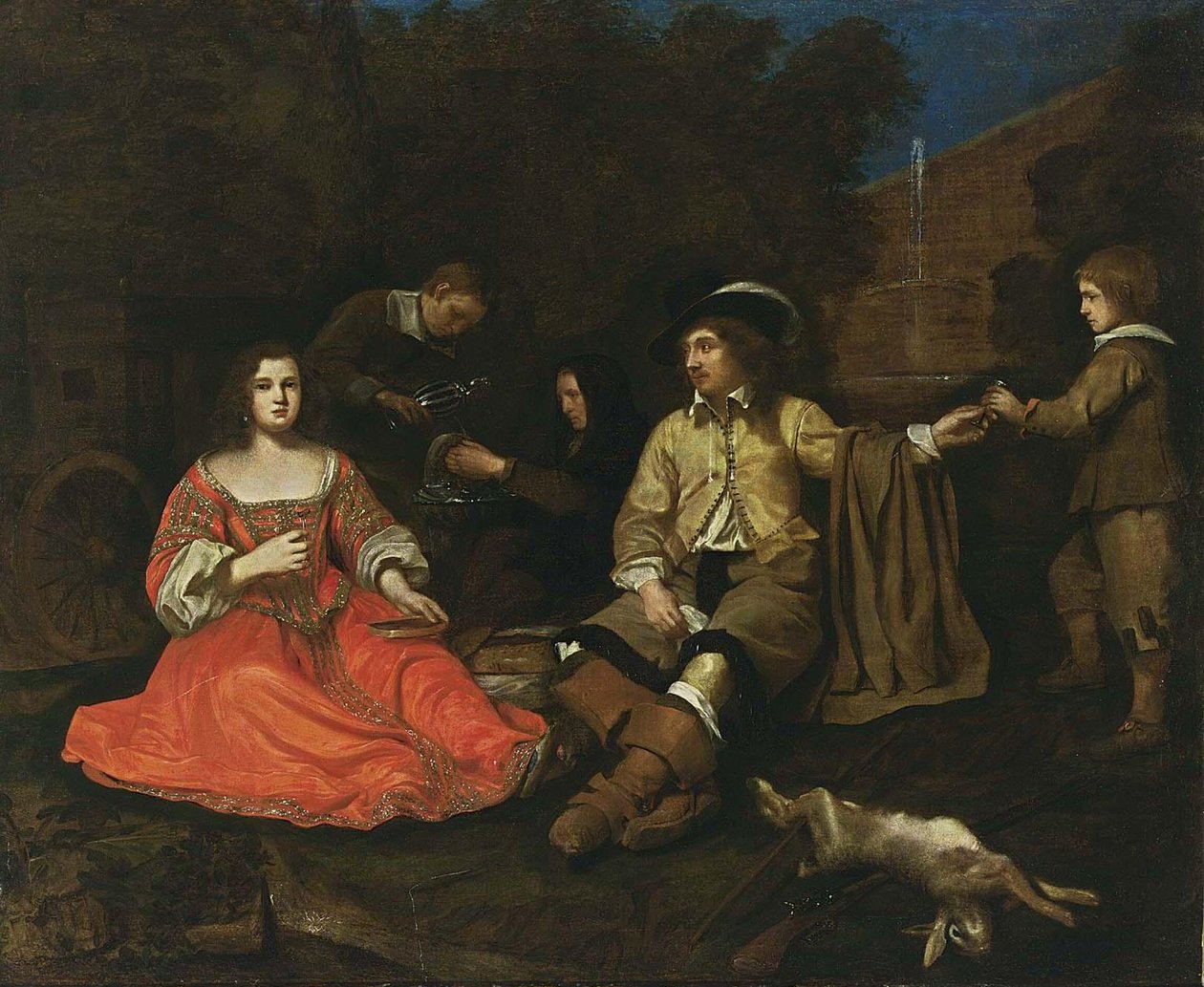 Tyylikäs metsästysseura lepää tekijältä Michiel Sweerts