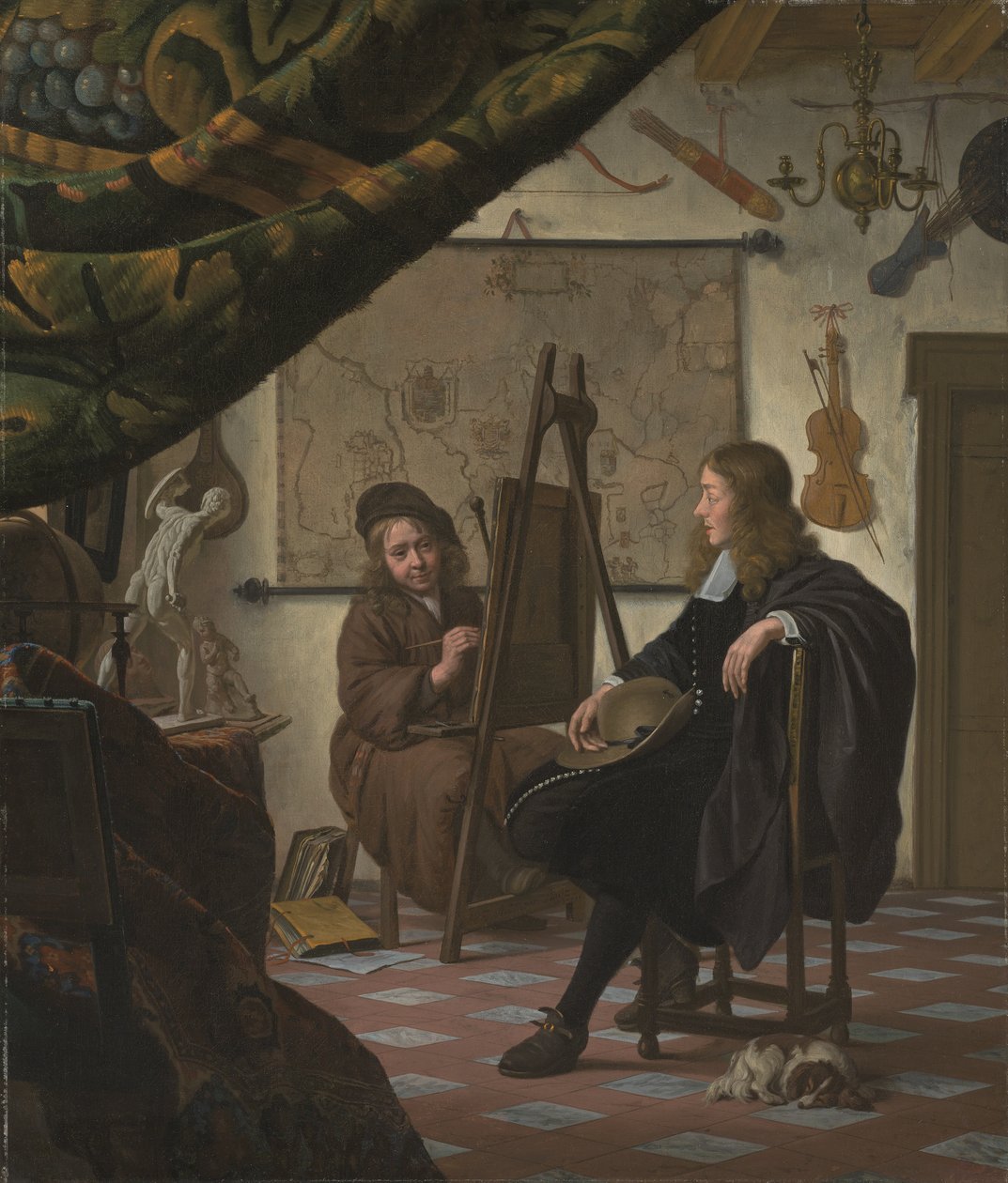 Omakuva taiteilijasta hänen studiossaan tekijältä Michiel van Musscher