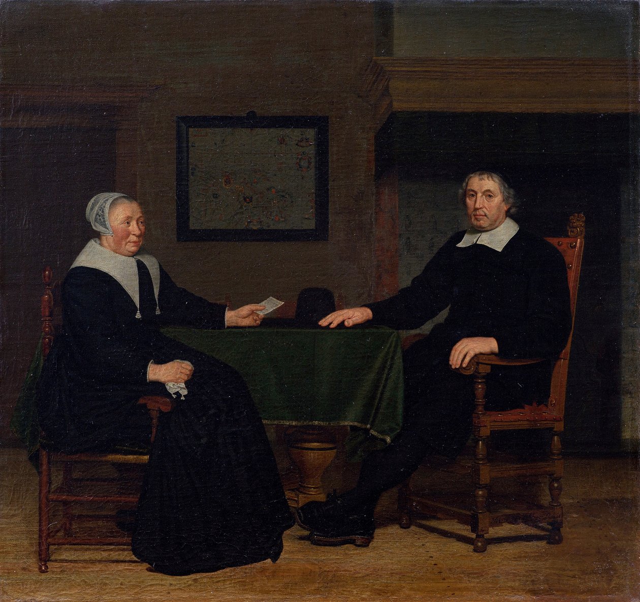 Muotokuva Adriaen Corverista ja hänen vaimostaan Rijckje Theulinghista. tekijältä Michiel van Musscher