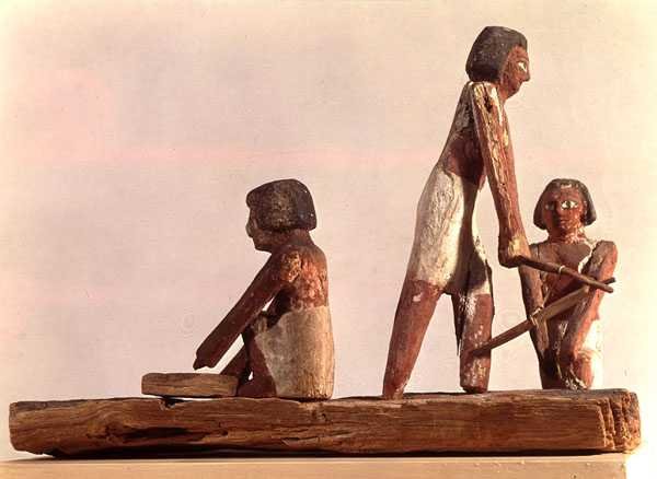 Malli Egyptin tiilenvalmistajien kuningaskunnasta, Beni Hasanista, noin 2000 eKr. (maalattu tekijältä Middle Kingdom Egyptian