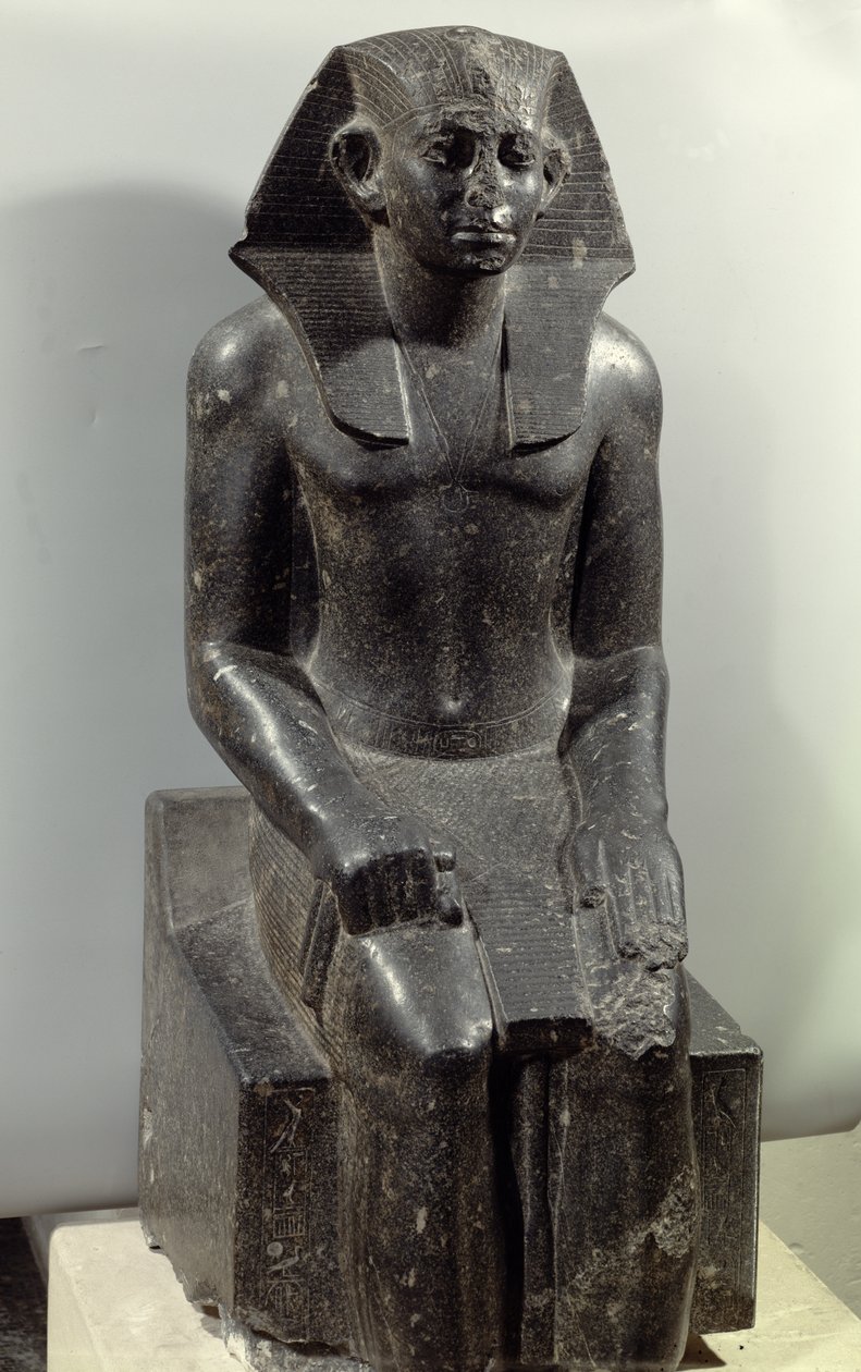 Sesostris III:n (1887-49 eKr.) patsas nuorena miehenä (dioriitti) tekijältä Middle Kingdom Egyptian
