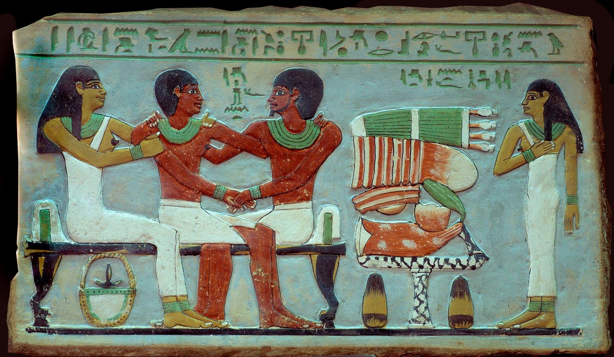 Egyptiläinen antiikki: yksityinen ja muistokivi Abydoksen hautausmaalta lähellä Thebes. Keski-imperiumi. Kairo, Egyptiläinen museo tekijältä Middle Kingdom Egyptian