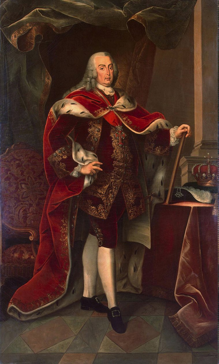Portugalilaisen Joseph I:n muotokuva, joka tunnetaan uskonpuhdistajana (1714-1777). Miguel Antonio do Amaralin maalaus, noin 1773. Öljy kankaalle. Koko: 239 x 143 cm. Pietarin Eremitaaši tekijältä Miguel Antonio do Amaral