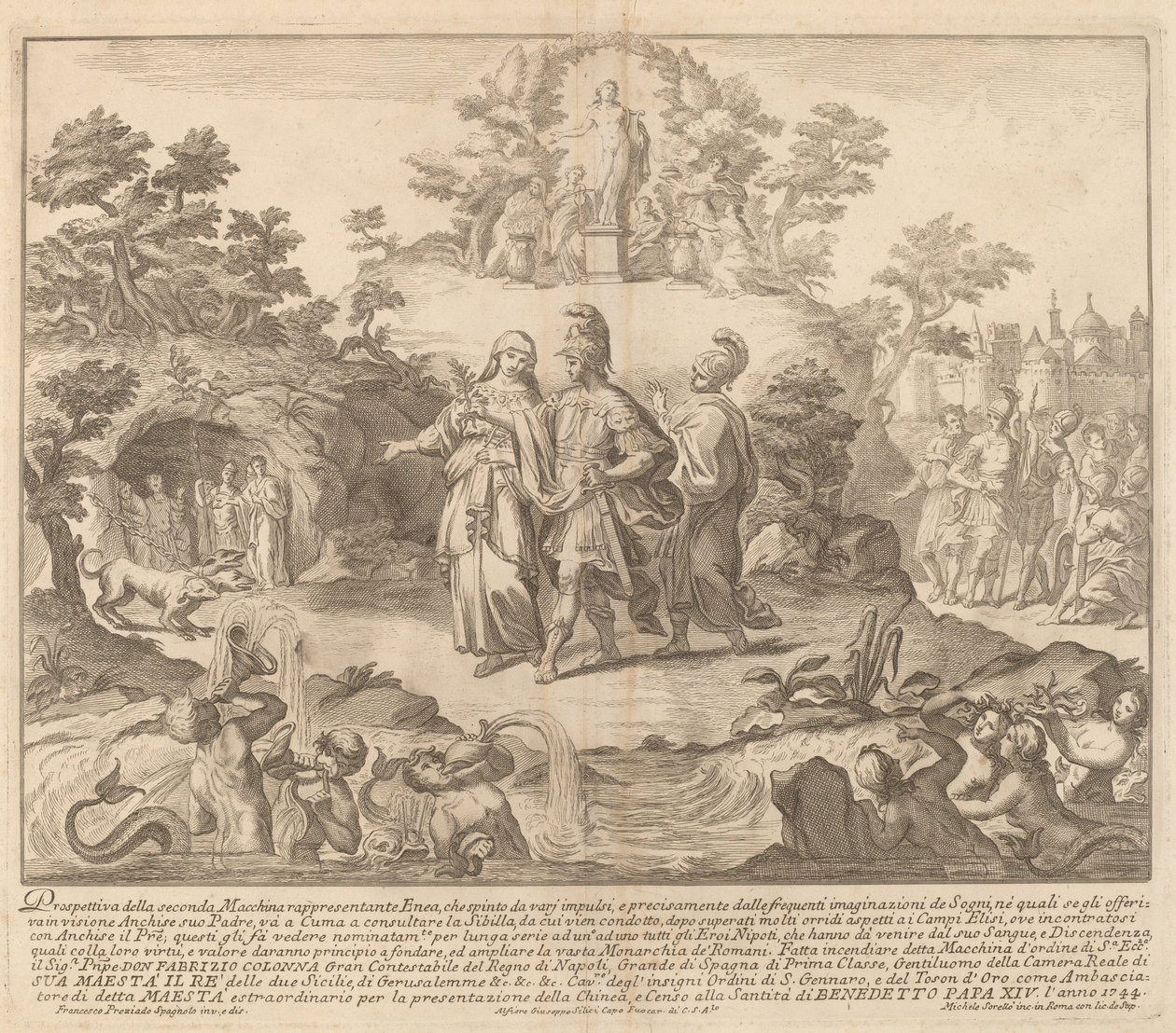 Aeneas ja Cumean Sybil "Chinea" -festivaalille tekijältä Miguel de Sorellò after Francisco Preciado