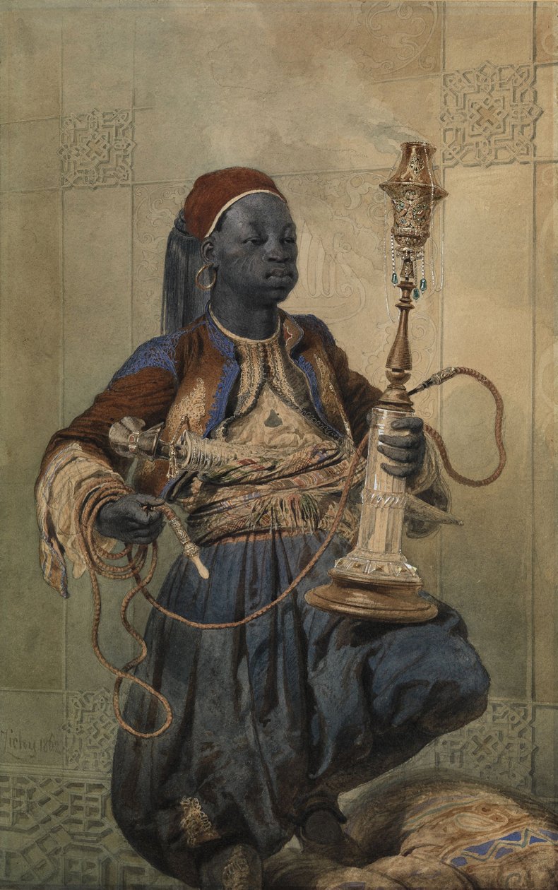 Nuubia vesipiippujen kanssa, 1862 tekijältä Mihaly von Zichy